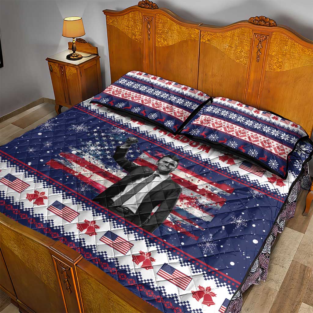 Freedom Charlie Kirk Tribute Christmas Quilt Bed Set American Flag - Wonder Print Shop