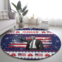 Freedom Charlie Kirk Tribute Christmas Round Carpet American Flag - Wonder Print Shop