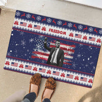 Freedom Charlie Kirk Tribute Christmas Rubber Doormat American Flag - Wonder Print Shop