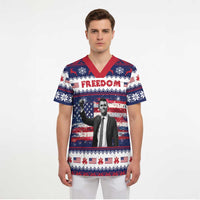 Freedom Charlie Kirk Tribute Christmas Scrub Top American Flag - Wonder Print Shop