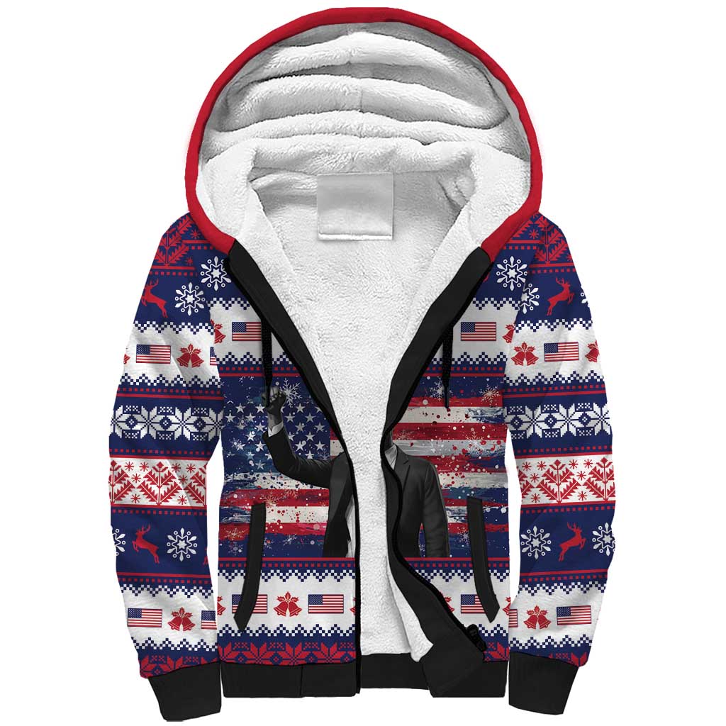 Freedom Charlie Kirk Tribute Christmas Sherpa Hoodie American Flag - Wonder Print Shop