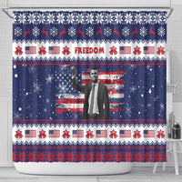 Freedom Charlie Kirk Tribute Christmas Shower Curtain American Flag - Wonder Print Shop