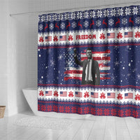 Freedom Charlie Kirk Tribute Christmas Shower Curtain American Flag - Wonder Print Shop