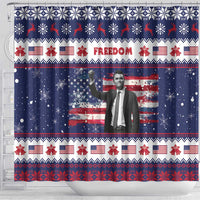 Freedom Charlie Kirk Tribute Christmas Shower Curtain American Flag - Wonder Print Shop