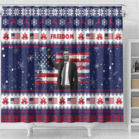Freedom Charlie Kirk Tribute Christmas Shower Curtain American Flag - Wonder Print Shop