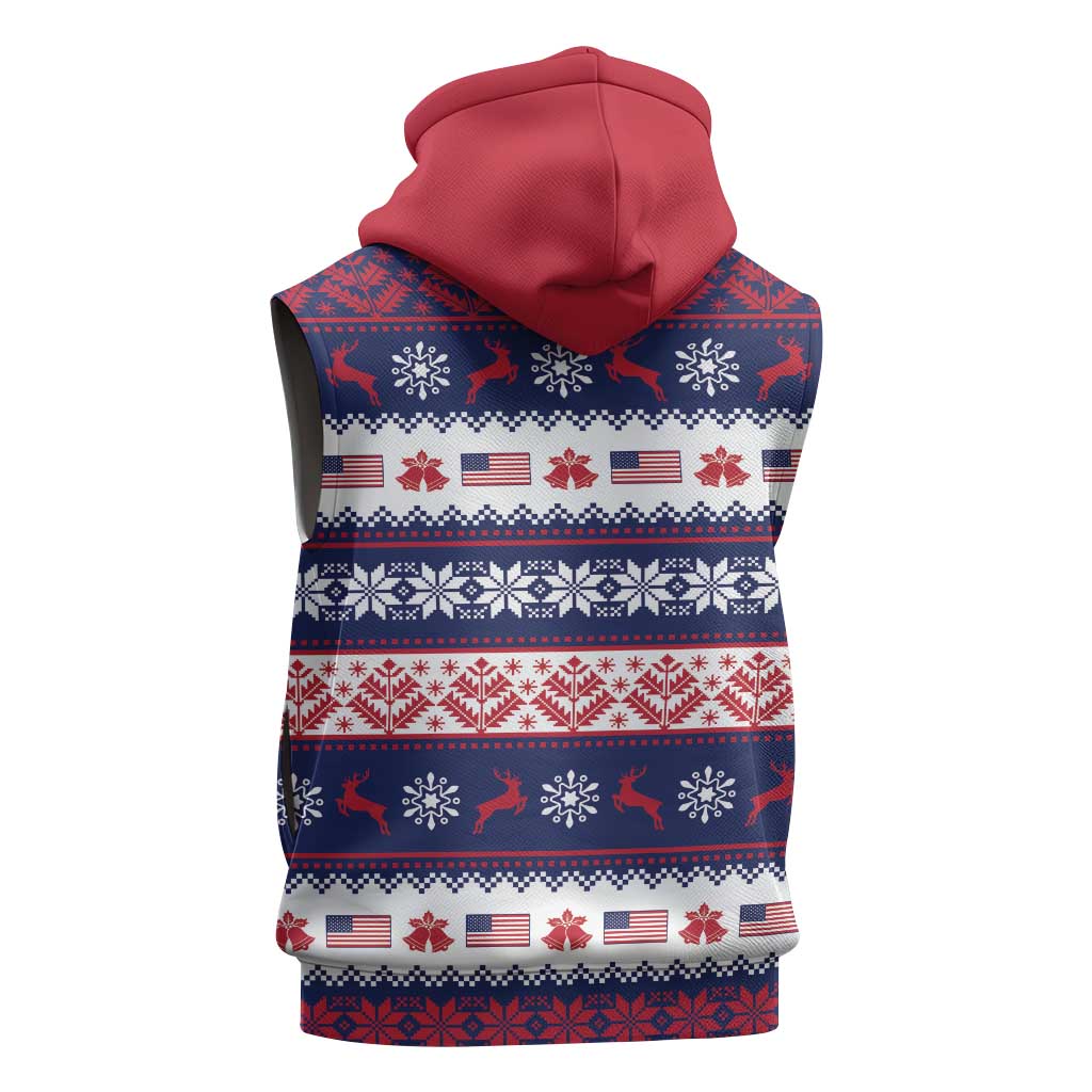 Freedom Charlie Kirk Tribute Christmas Sleeveless Hoodie American Flag - Wonder Print Shop