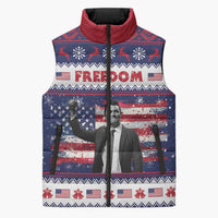 Freedom Charlie Kirk Tribute Christmas Sleeveless Puffer Jacket American Flag - Wonder Print Shop