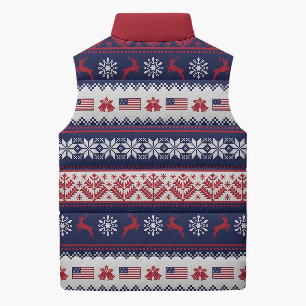 Freedom Charlie Kirk Tribute Christmas Sleeveless Puffer Jacket American Flag - Wonder Print Shop