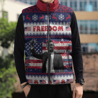 Freedom Charlie Kirk Tribute Christmas Sleeveless Puffer Jacket American Flag - Wonder Print Shop
