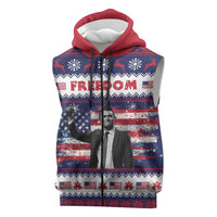 Freedom Charlie Kirk Tribute Christmas Sleeveless Zip Hoodie American Flag - Wonder Print Shop