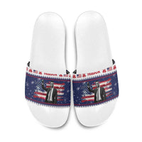 Freedom Charlie Kirk Tribute Christmas Slide Sandals American Flag - Wonder Print Shop