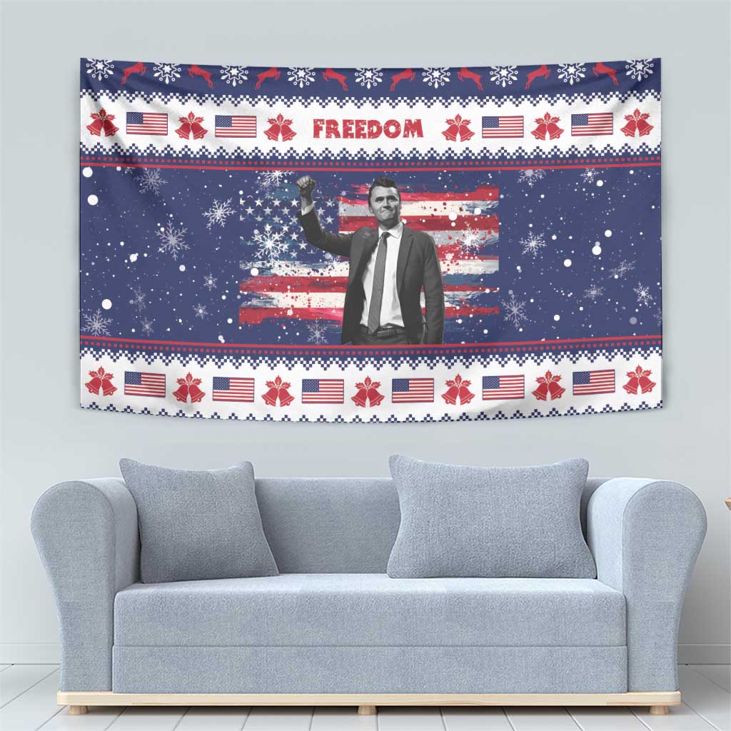 Freedom Charlie Kirk Tribute Christmas Tapestry American Flag - Wonder Print Shop