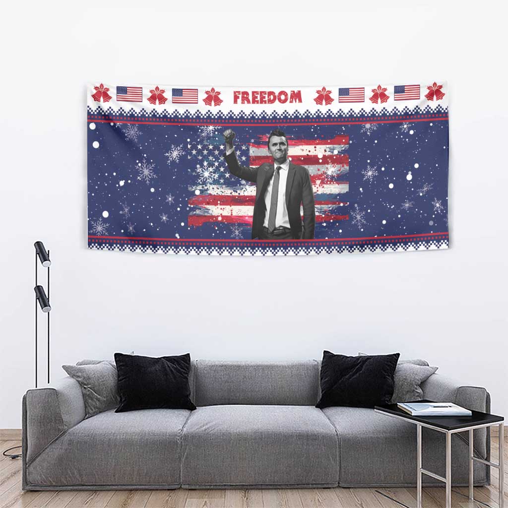 Freedom Charlie Kirk Tribute Christmas Tapestry American Flag - Wonder Print Shop