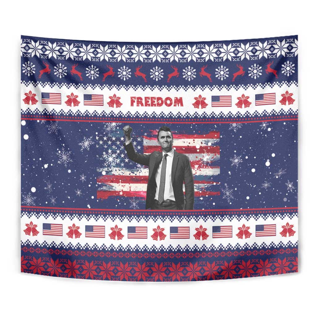 Freedom Charlie Kirk Tribute Christmas Tapestry American Flag - Wonder Print Shop