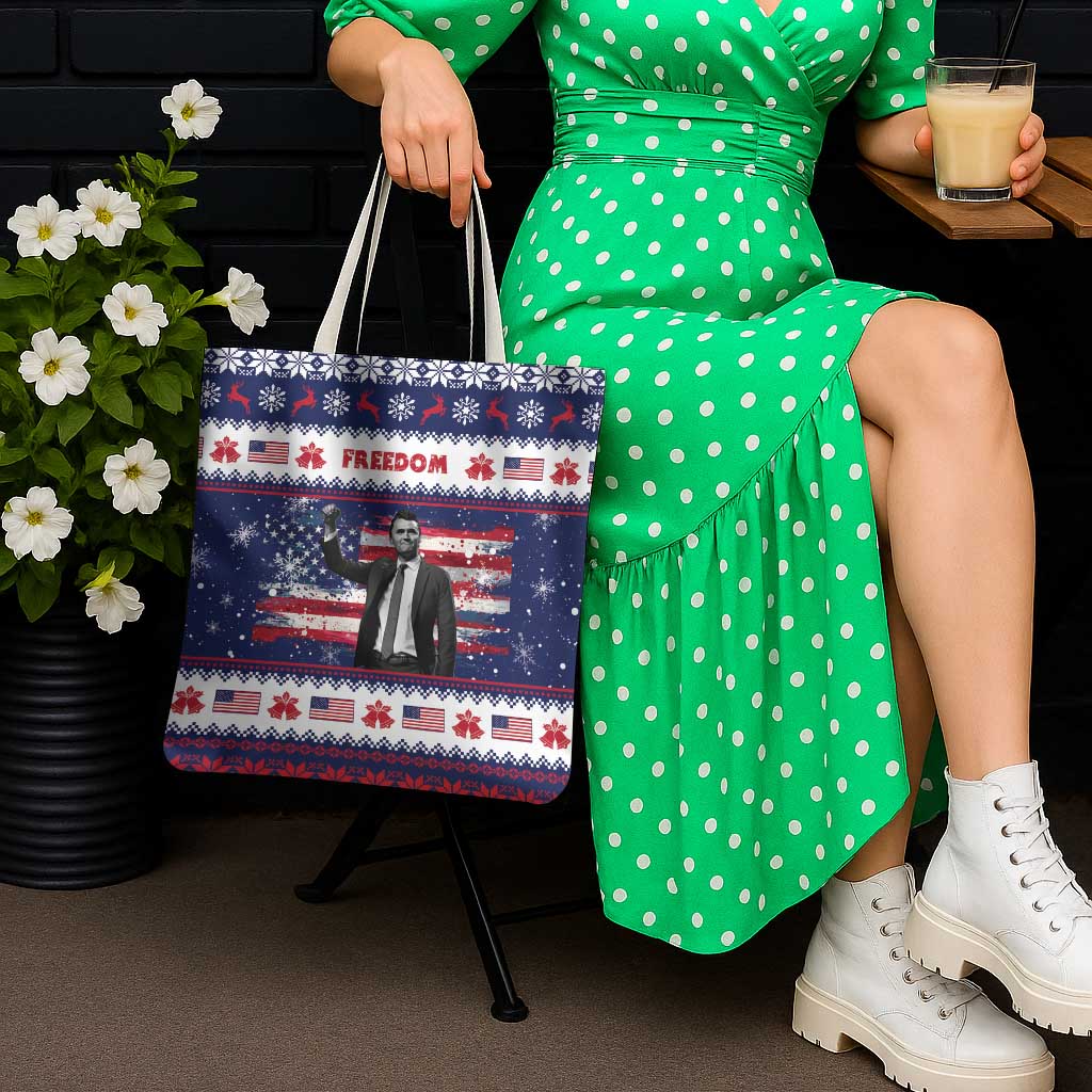 Freedom Charlie Kirk Tribute Christmas Tote Bag American Flag - Wonder Print Shop