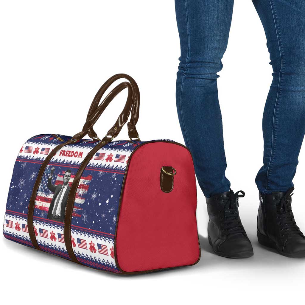 Freedom Charlie Kirk Tribute Christmas Travel Bag American Flag - Wonder Print Shop