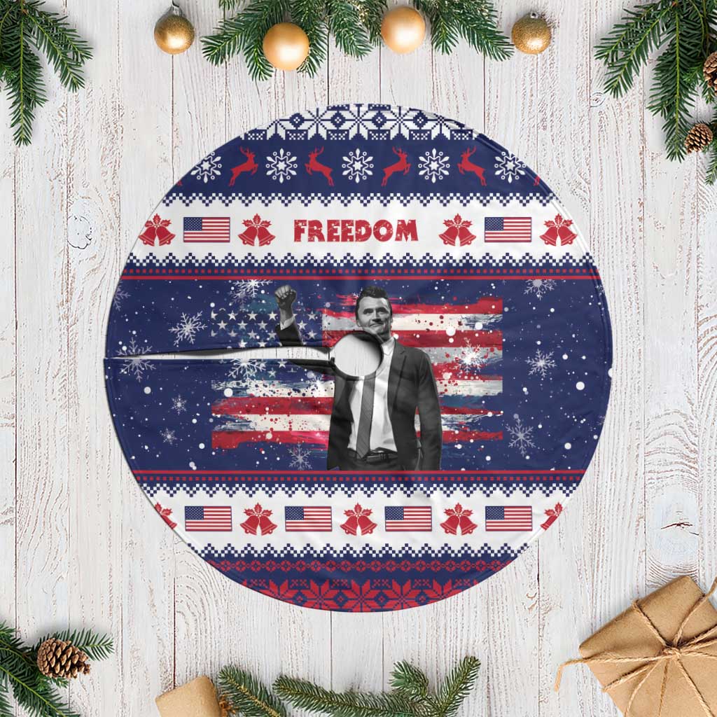 Freedom Charlie Kirk Tribute Christmas Tree Skirt American Flag - Wonder Print Shop