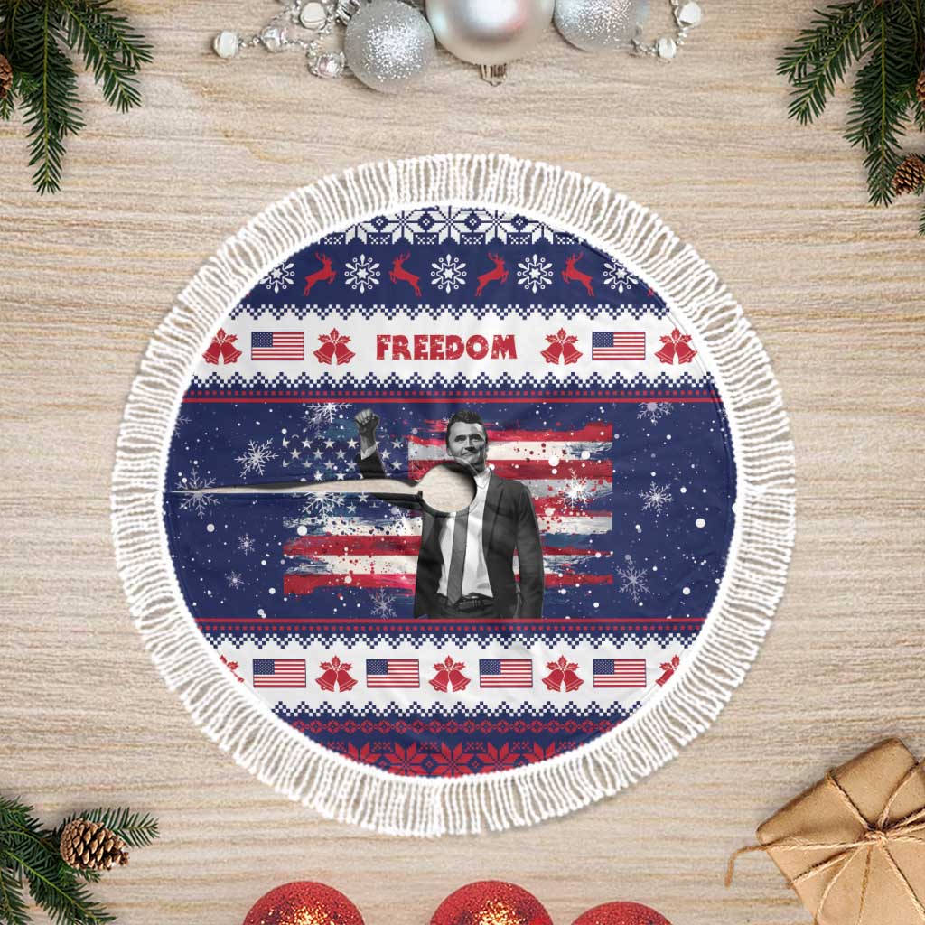 Freedom Charlie Kirk Tribute Christmas Tree Skirt American Flag - Wonder Print Shop