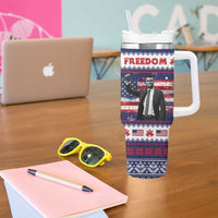 Freedom Charlie Kirk Tribute Christmas Tumbler With Handle American Flag - Wonder Print Shop