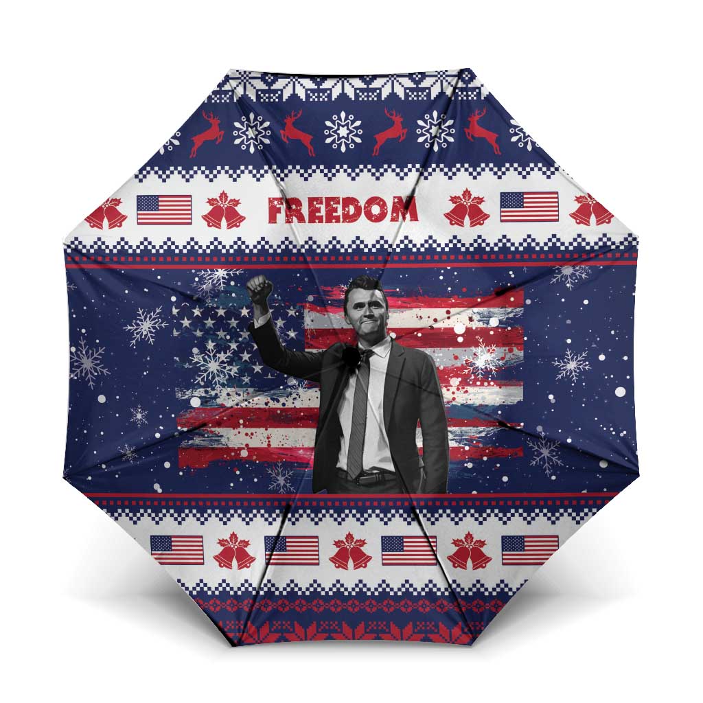 Freedom Charlie Kirk Tribute Christmas Umbrella American Flag - Wonder Print Shop