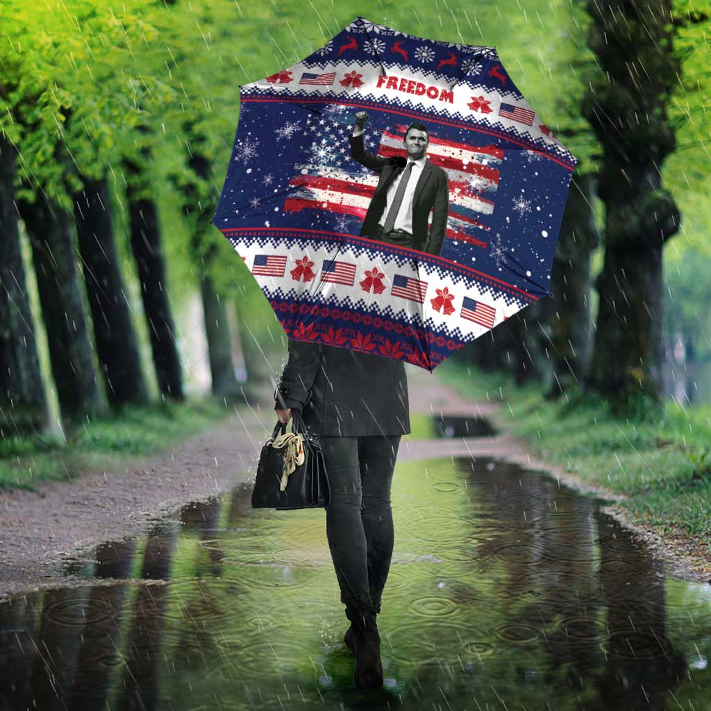 Freedom Charlie Kirk Tribute Christmas Umbrella American Flag - Wonder Print Shop