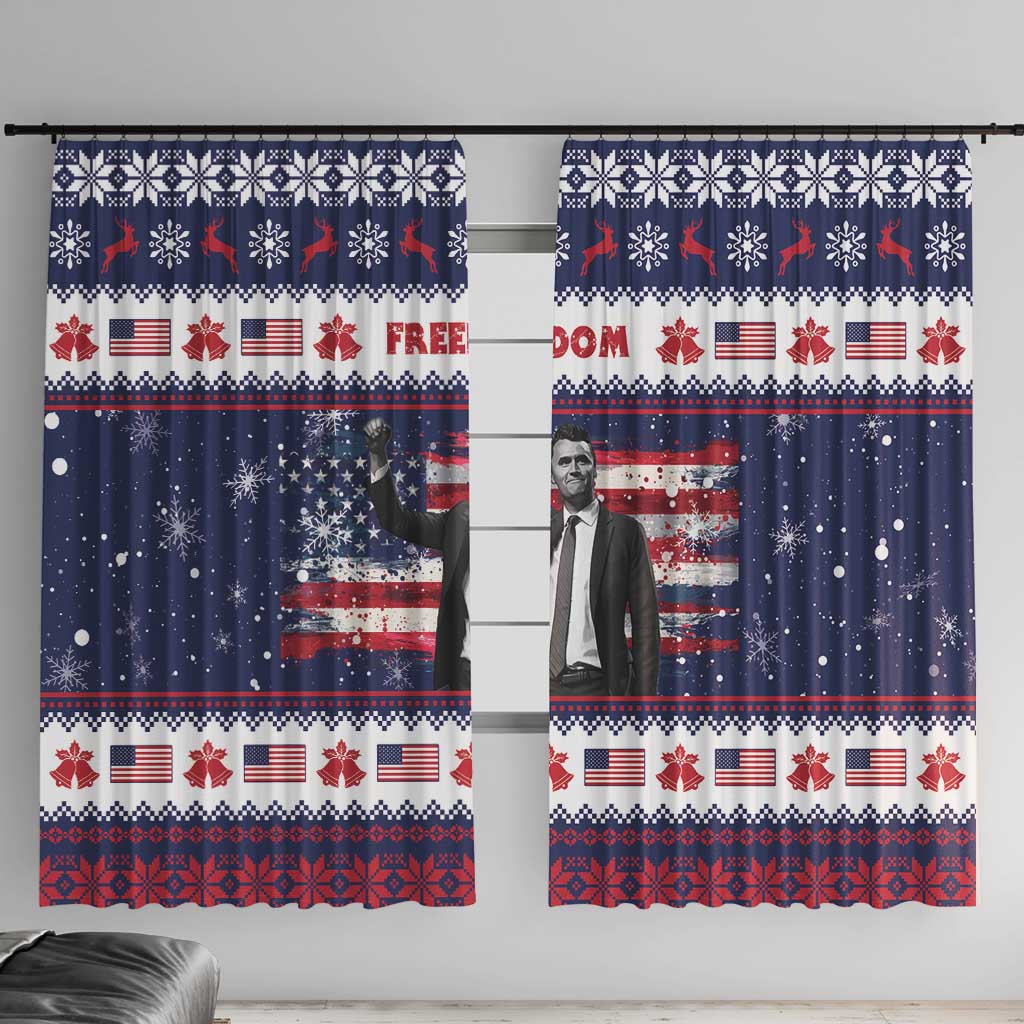 Freedom Charlie Kirk Tribute Christmas Window Curtain American Flag - Wonder Print Shop
