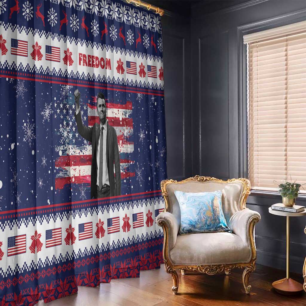 Freedom Charlie Kirk Tribute Christmas Window Curtain American Flag - Wonder Print Shop