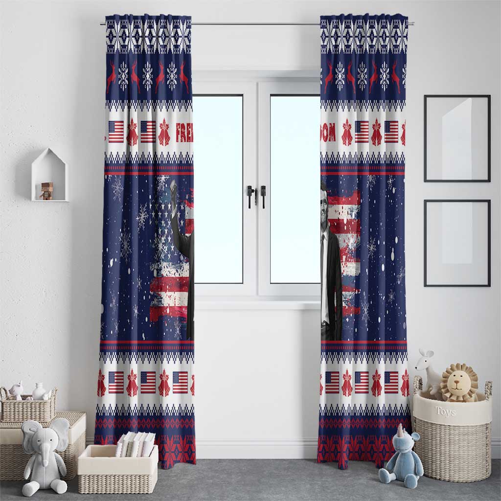 Freedom Charlie Kirk Tribute Christmas Window Curtain American Flag - Wonder Print Shop