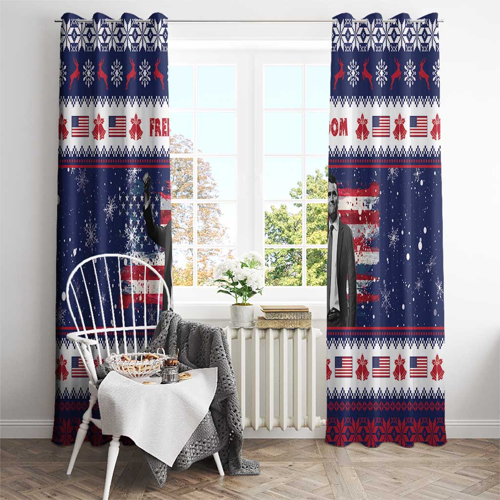 Freedom Charlie Kirk Tribute Christmas Window Curtain American Flag - Wonder Print Shop