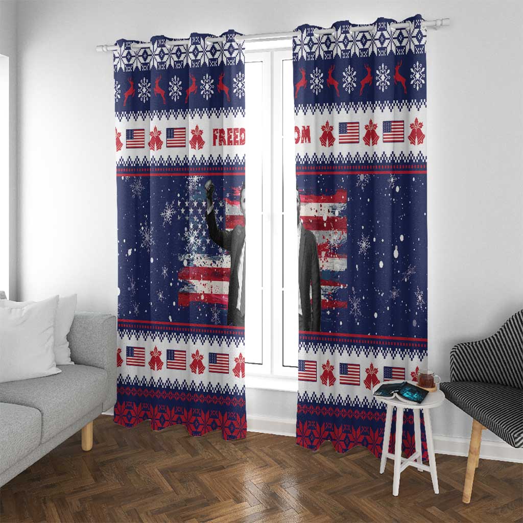 Freedom Charlie Kirk Tribute Christmas Window Curtain American Flag - Wonder Print Shop