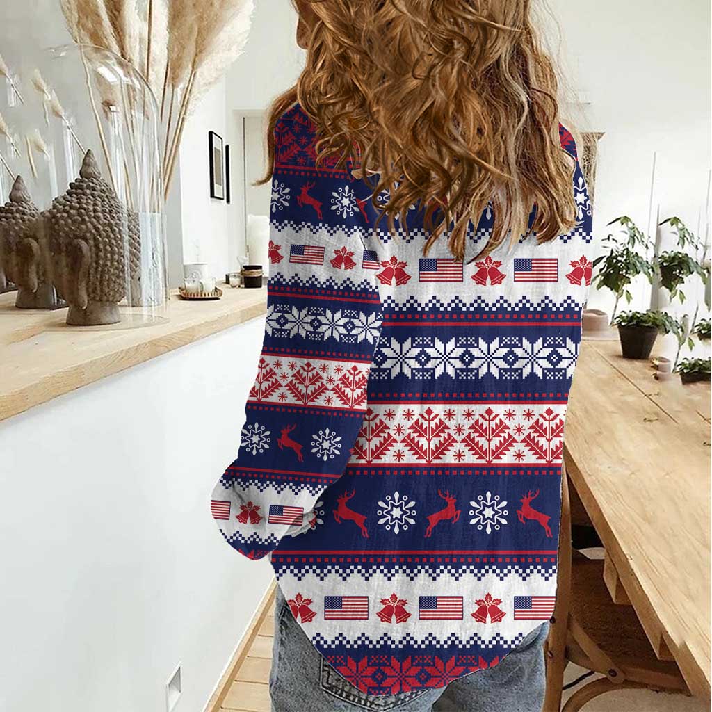 Freedom Charlie Kirk Tribute Christmas Women Casual Shirt American Flag - Wonder Print Shop