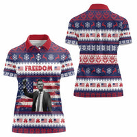 Freedom Charlie Kirk Tribute Christmas Women Polo Shirt American Flag - Wonder Print Shop