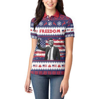 Freedom Charlie Kirk Tribute Christmas Women Polo Shirt American Flag - Wonder Print Shop