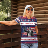 Freedom Charlie Kirk Tribute Christmas Women Polo Shirt American Flag - Wonder Print Shop