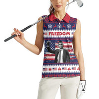 Freedom Charlie Kirk Tribute Christmas Women Sleeveless Polo Shirt American Flag - Wonder Print Shop