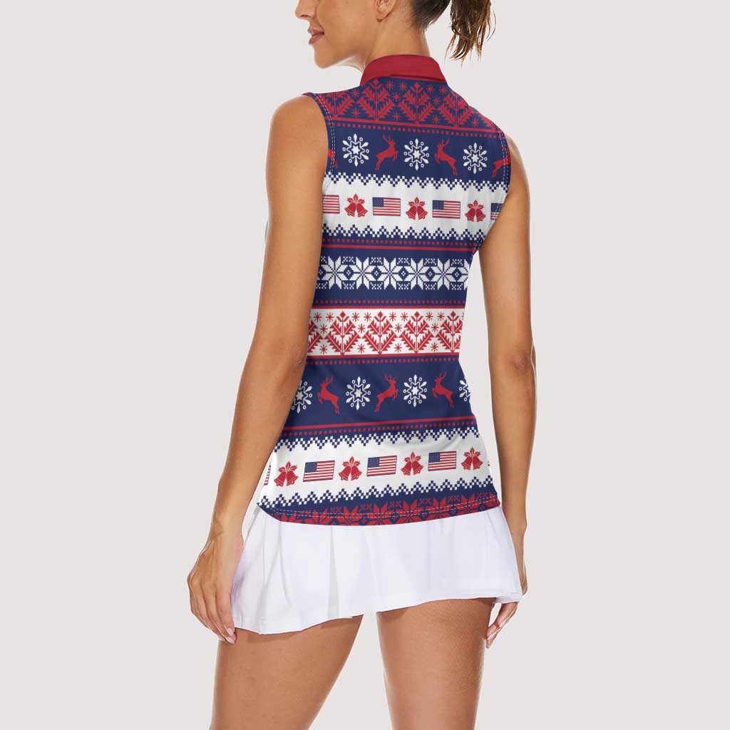 Freedom Charlie Kirk Tribute Christmas Women Sleeveless Polo Shirt American Flag - Wonder Print Shop