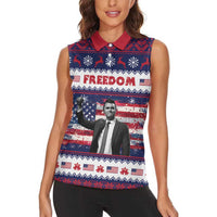 Freedom Charlie Kirk Tribute Christmas Women Sleeveless Polo Shirt American Flag - Wonder Print Shop