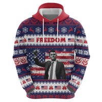 Freedom Charlie Kirk Tribute Christmas Zip Hoodie American Flag - Wonder Print Shop