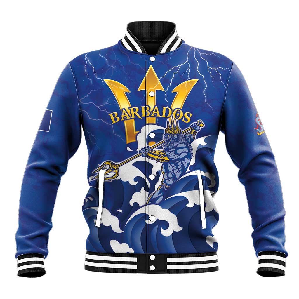 Personalized Barbados Baseball Jacket Poseidon Trident