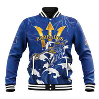 Personalized Barbados Baseball Jacket Poseidon Trident