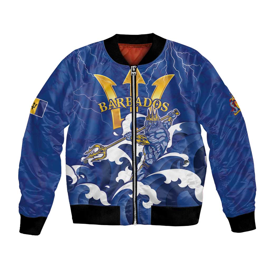 Personalized Barbados Bomber Jacket Poseidon Trident