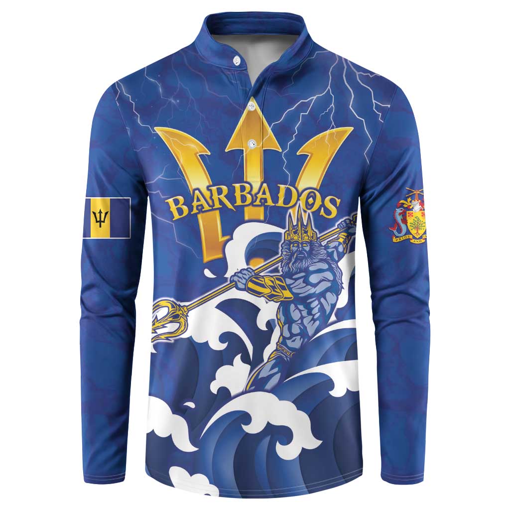 Personalized Barbados Button Sweatshirt Poseidon Trident