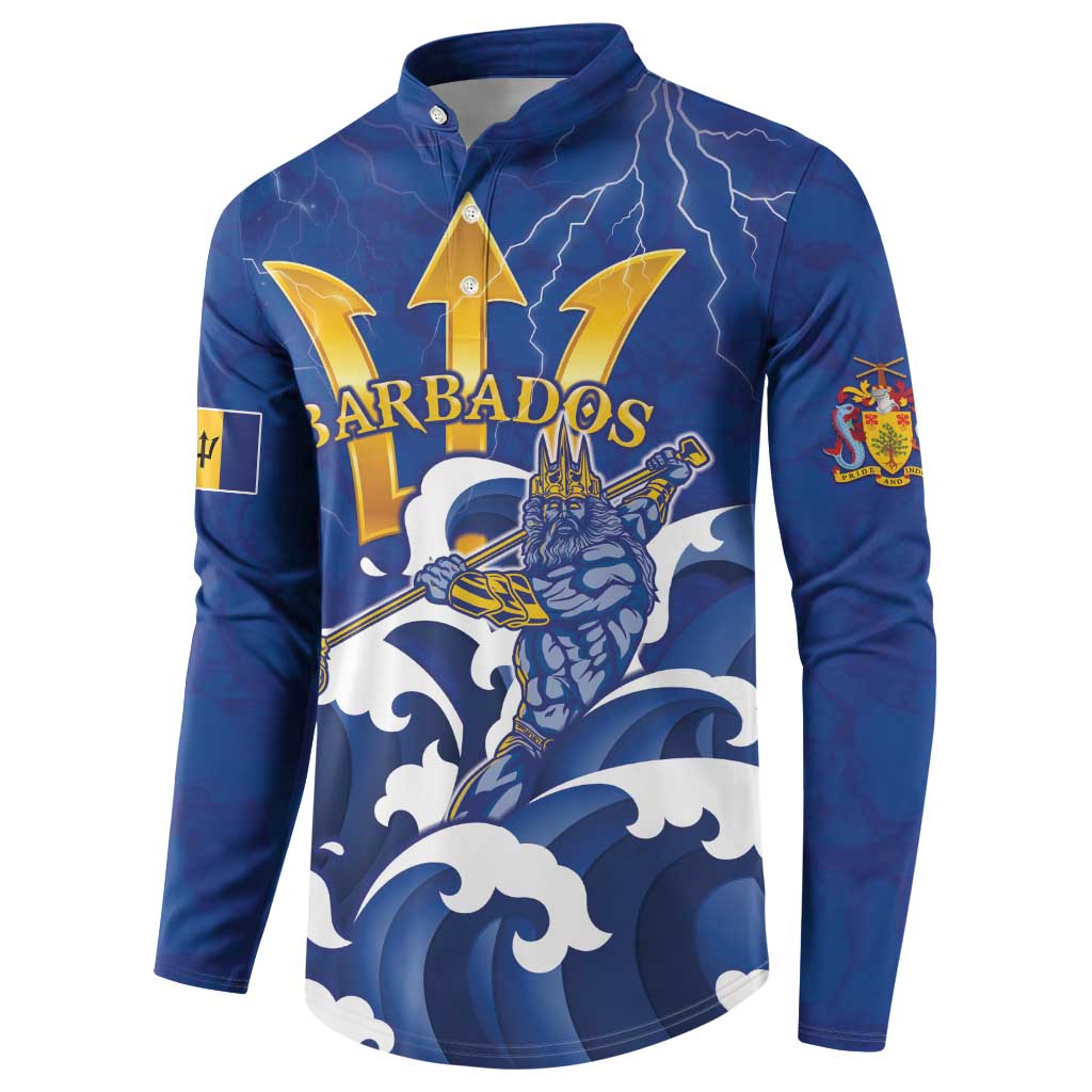 Personalized Barbados Button Sweatshirt Poseidon Trident