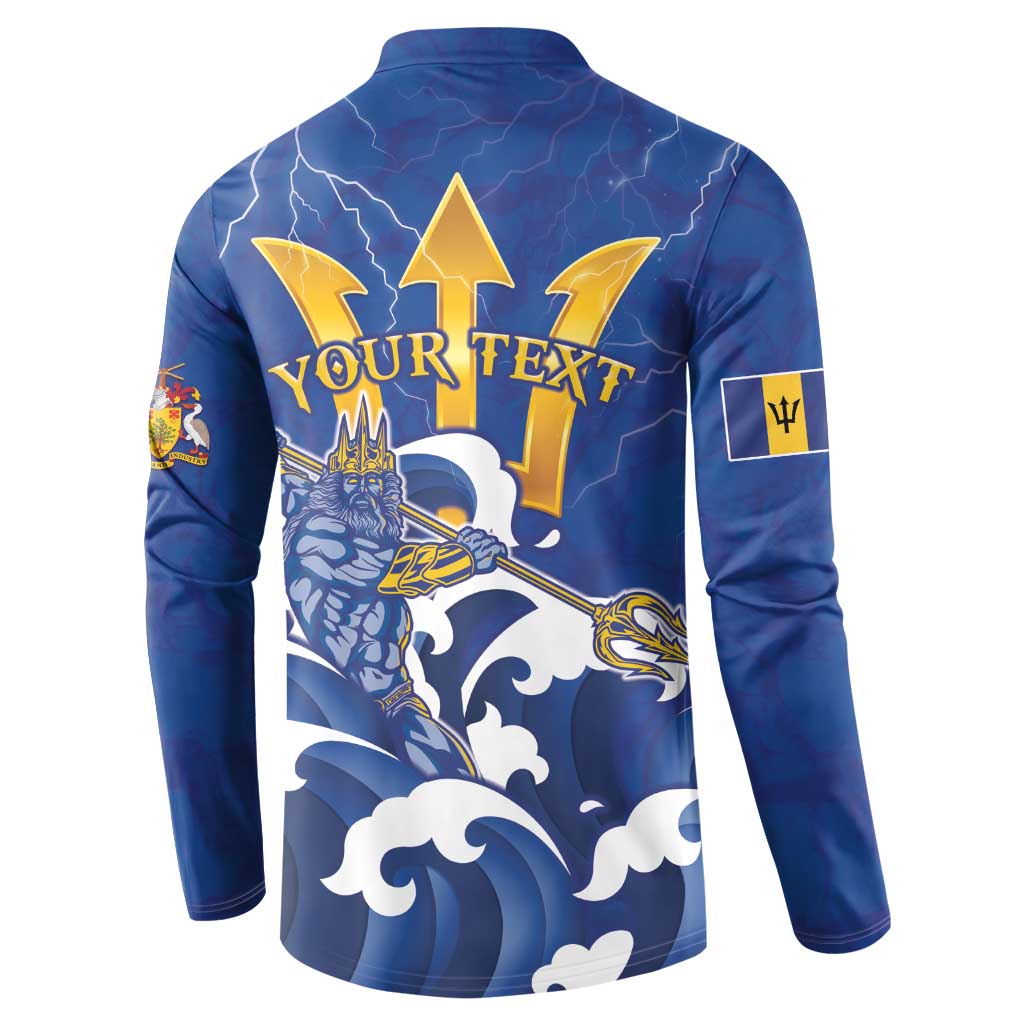 Personalized Barbados Button Sweatshirt Poseidon Trident