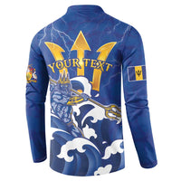Personalized Barbados Button Sweatshirt Poseidon Trident