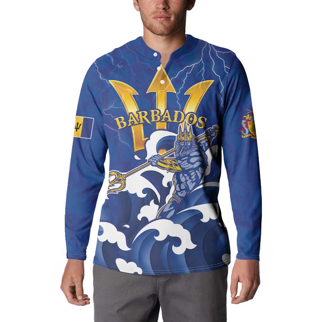 Personalized Barbados Button Sweatshirt Poseidon Trident