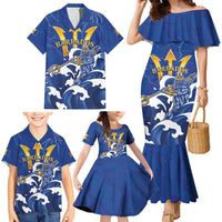 Personalized Barbados Family Matching Mermaid Dress and Hawaiian Shirt Poseidon Trident