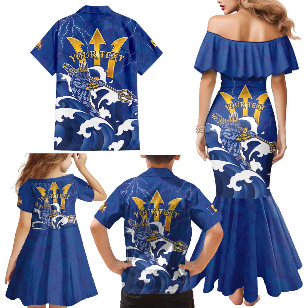 Personalized Barbados Family Matching Mermaid Dress and Hawaiian Shirt Poseidon Trident