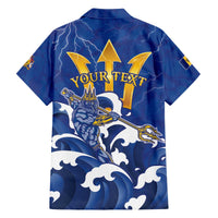 Personalized Barbados Family Matching Off The Shoulder Long Sleeve Dress and Hawaiian Shirt Poseidon Trident