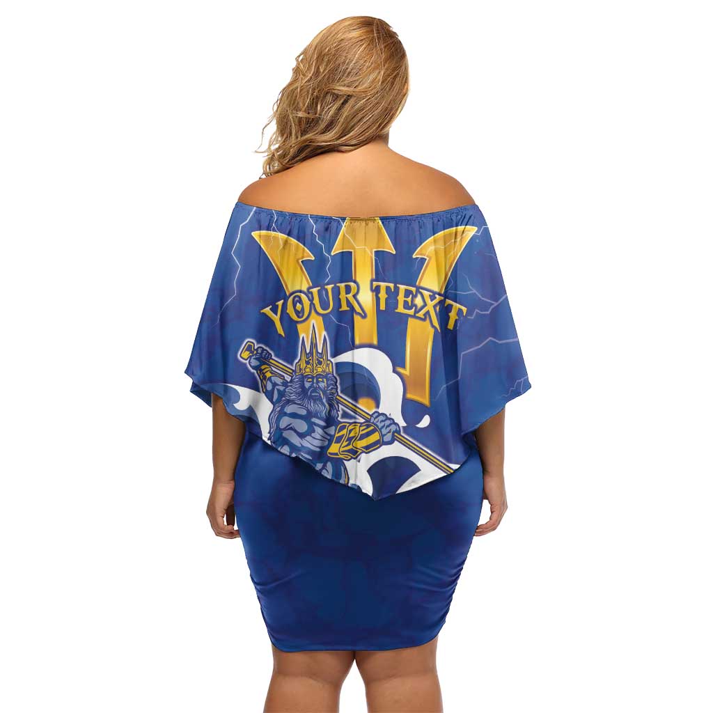 Personalized Barbados Family Matching Off Shoulder Short Dress and Hawaiian Shirt Poseidon Trident